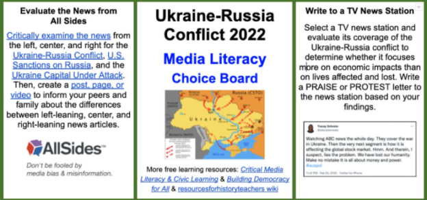 Designing Media Literacy Choice Boards for Current Events